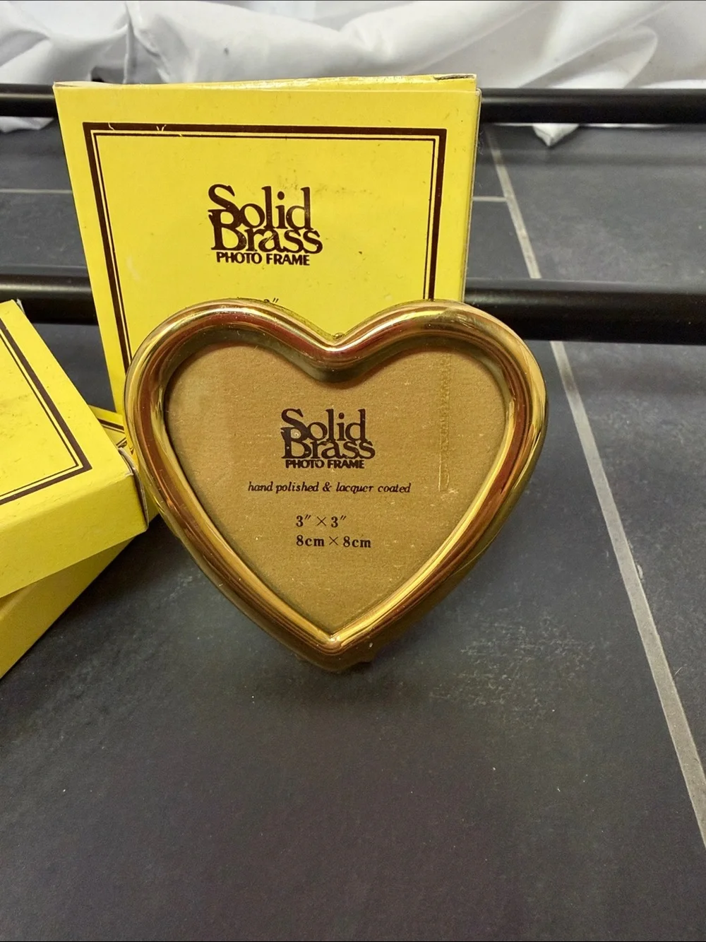 Solid brass photo frame Heart shaped in Gold new in box